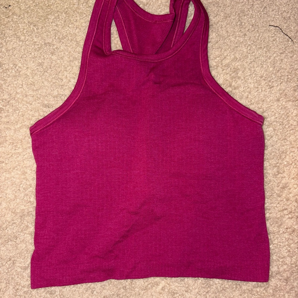 Lululemon Athletica Pink Fitted Crop Tank Top
